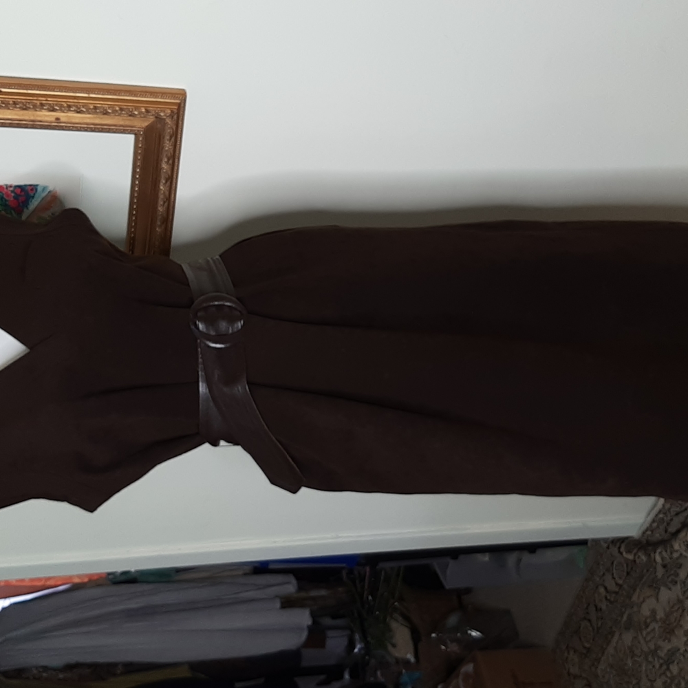Vintage ultrasuede dress with leather belt. - Picture 1 of 7